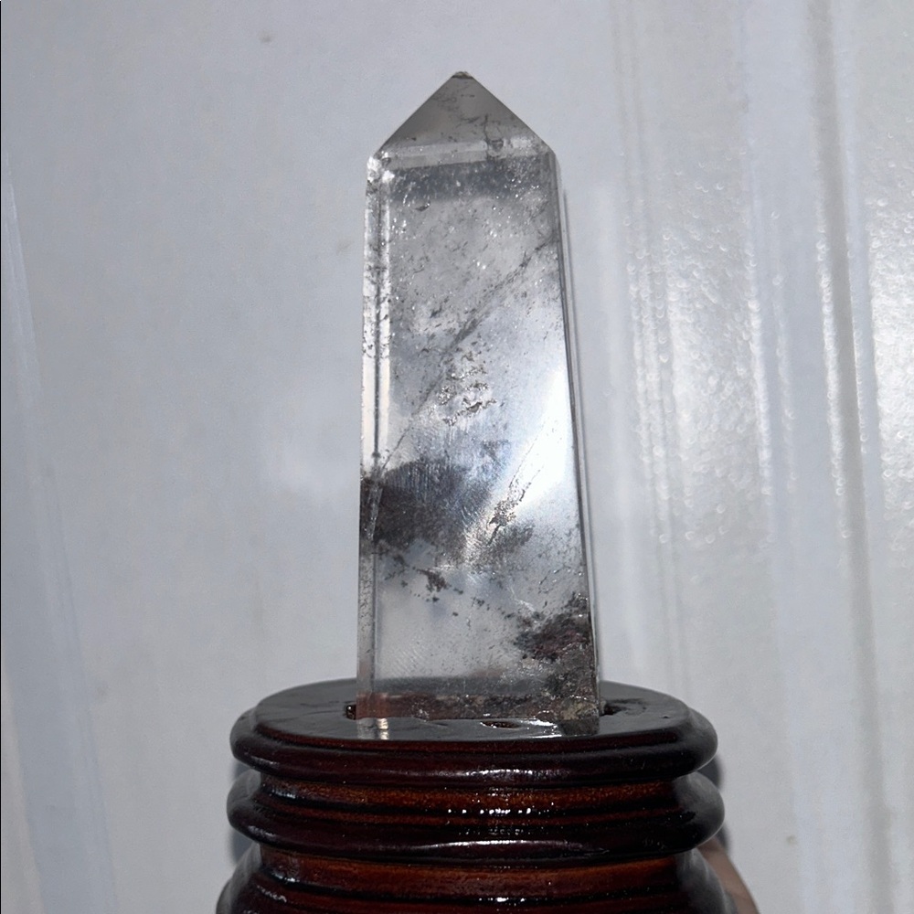 Garden Quartz Point Crystal on Wood Stand
